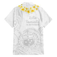 Samoa White Sunday Family Matching Puletasi Dress and Hawaiian Shirt Lotu Tamaiti 2023 With Coat Of Arms LT14 - Polynesian Pride