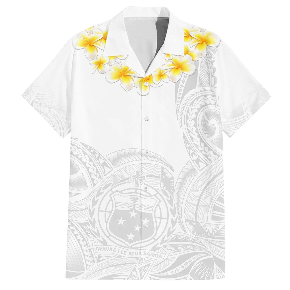 Samoa White Sunday Hawaiian Shirt Lotu Tamaiti 2023 With Coat Of Arms LT14 White - Polynesian Pride