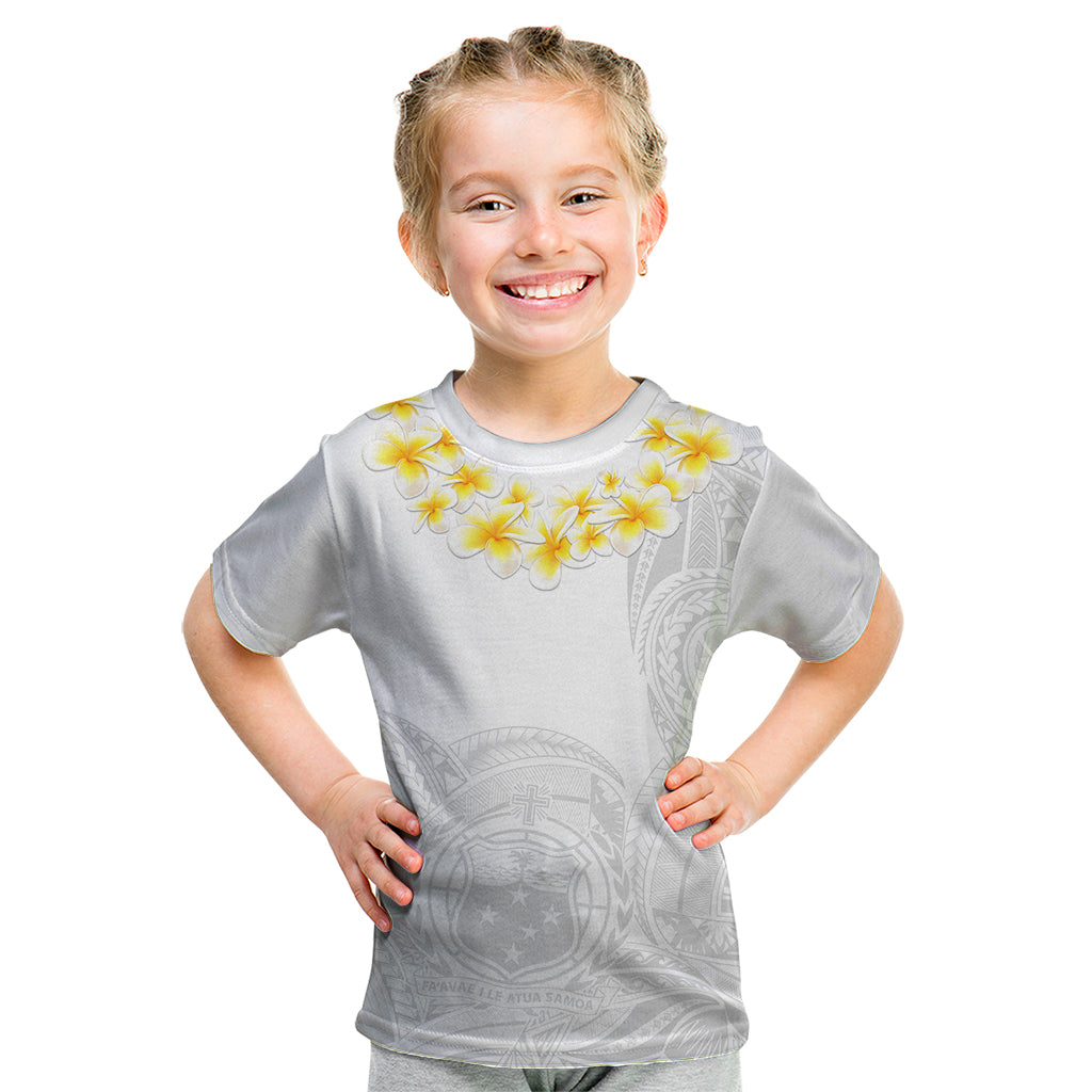 Samoa White Sunday Kid T Shirt Lotu Tamaiti 2023 With Coat Of Arms LT14 White - Polynesian Pride