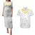 Personalised Samoa White Sunday Couples Matching Puletasi Dress and Hawaiian Shirt Lotu Tamaiti 2023 With Coat Of Arms LT14 White - Polynesian Pride