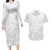 Polynesia White Sunday Couples Matching Long Sleeve Bodycon Dress and Hawaiian Shirt Polynesian Pattern With Tropical Flowers LT14 White - Polynesian Pride