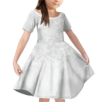 Polynesia White Sunday Family Matching Mermaid Dress and Hawaiian Shirt Polynesian Pattern With Tropical Flowers LT14 Daughter's Dress White - Polynesian Pride
