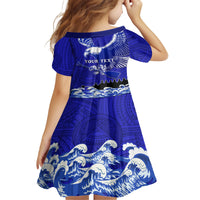 Personalised American Samoa Fautasi Race Kid Short Sleeve Dress Eagle With Polynesian Pattern LT14 - Polynesian Pride