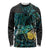 New Zealand Fantail Bird Long Sleeve Shirt Maori Piwakawaka Kowhai - Paua Shell Pattern