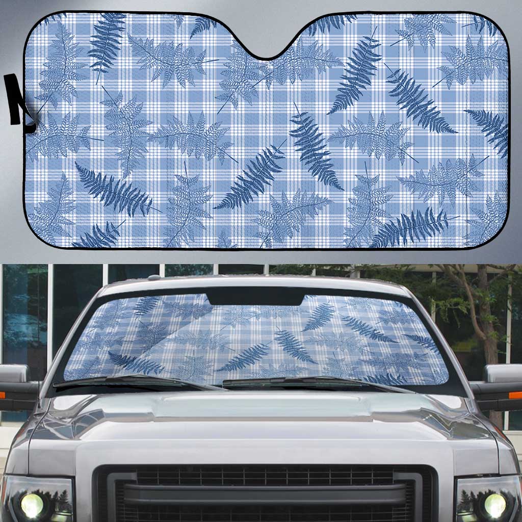 Blue Palaka Hawaii Palapalai Auto Sun Shade Hawaiian Fern LT14 Blue - Polynesian Pride