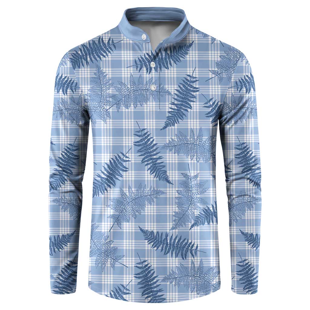 Blue Palaka Hawaii Palapalai Button Sweatshirt Hawaiian Fern LT14 Blue - Polynesian Pride