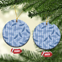Blue Palaka Hawaii Palapalai Ceramic Ornament Hawaiian Fern - Polynesian Pride