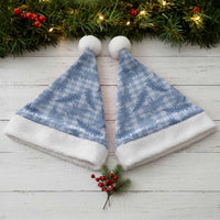 Blue Palaka Hawaii Palapalai Christmas Santa Hat Hawaiian Fern - Polynesian Pride