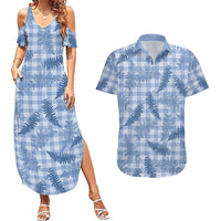 Blue Palaka Hawaii Palapalai Couples Matching Summer Maxi Dress and Hawaiian Shirt Hawaiian Fern - Polynesian Pride
