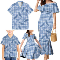 Blue Palaka Hawaii Palapalai Family Matching Mermaid Dress and Hawaiian Shirt Hawaiian Fern LT14 - Polynesian Pride
