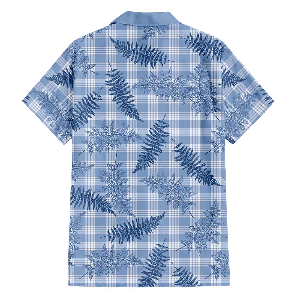 Blue Palaka Hawaii Palapalai Family Matching Off The Shoulder Long Sleeve Dress and Hawaiian Shirt Hawaiian Fern LT14 - Polynesian Pride