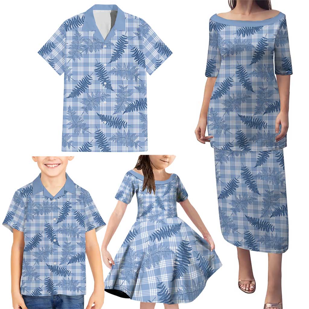 Blue Palaka Hawaii Palapalai Family Matching Puletasi and Hawaiian Shirt Hawaiian Fern LT14 - Polynesian Pride