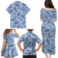Blue Palaka Hawaii Palapalai Family Matching Puletasi and Hawaiian Shirt Hawaiian Fern LT14 - Polynesian Pride
