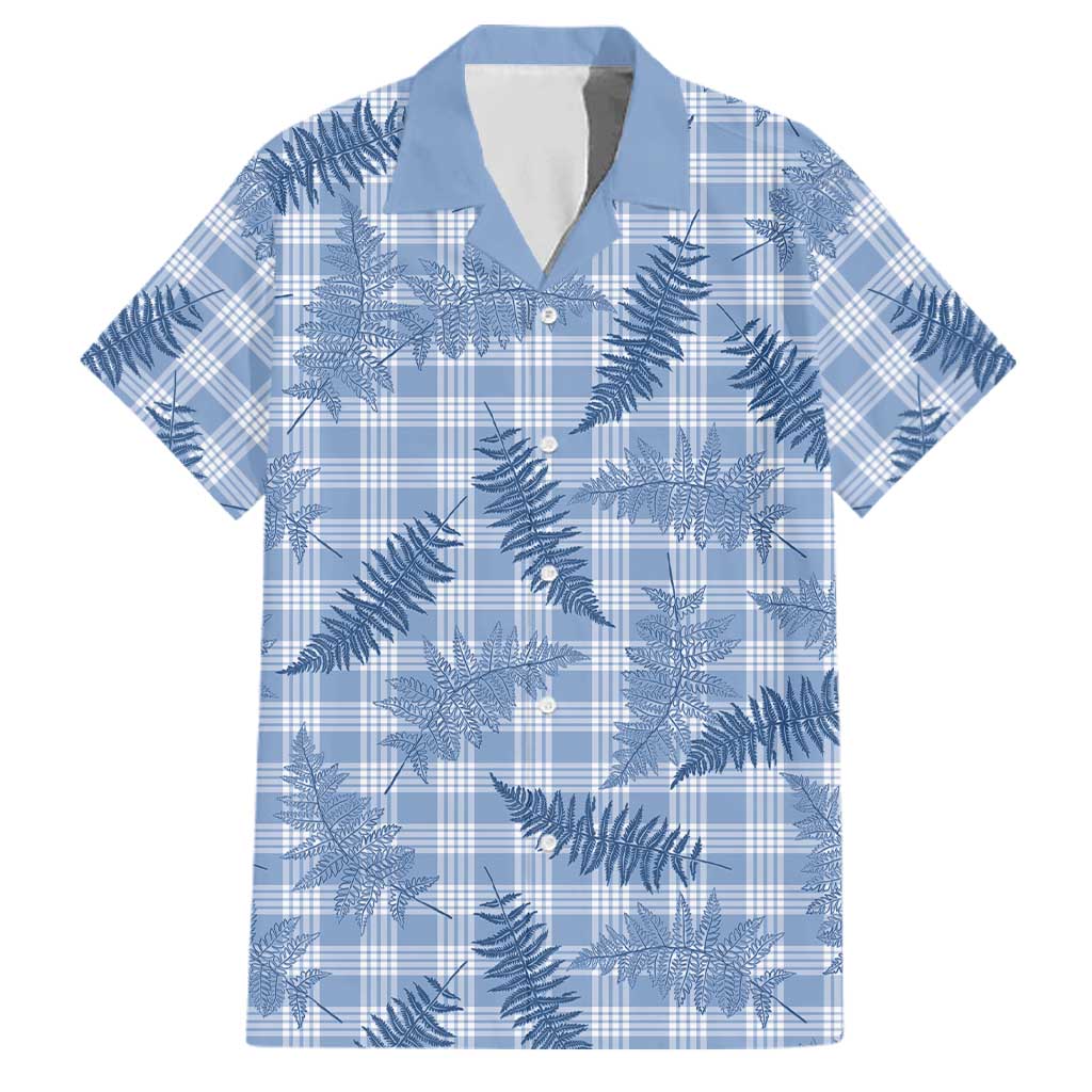 Blue Palaka Hawaii Palapalai Family Matching Puletasi and Hawaiian Shirt Hawaiian Fern LT14 Dad's Shirt - Short Sleeve Blue - Polynesian Pride