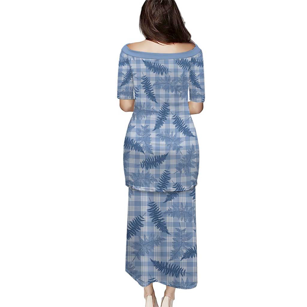 Blue Palaka Hawaii Palapalai Family Matching Puletasi and Hawaiian Shirt Hawaiian Fern LT14 - Polynesian Pride