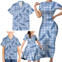 Blue Palaka Hawaii Palapalai Family Matching Short Sleeve Bodycon Dress and Hawaiian Shirt Hawaiian Fern LT14 - Polynesian Pride
