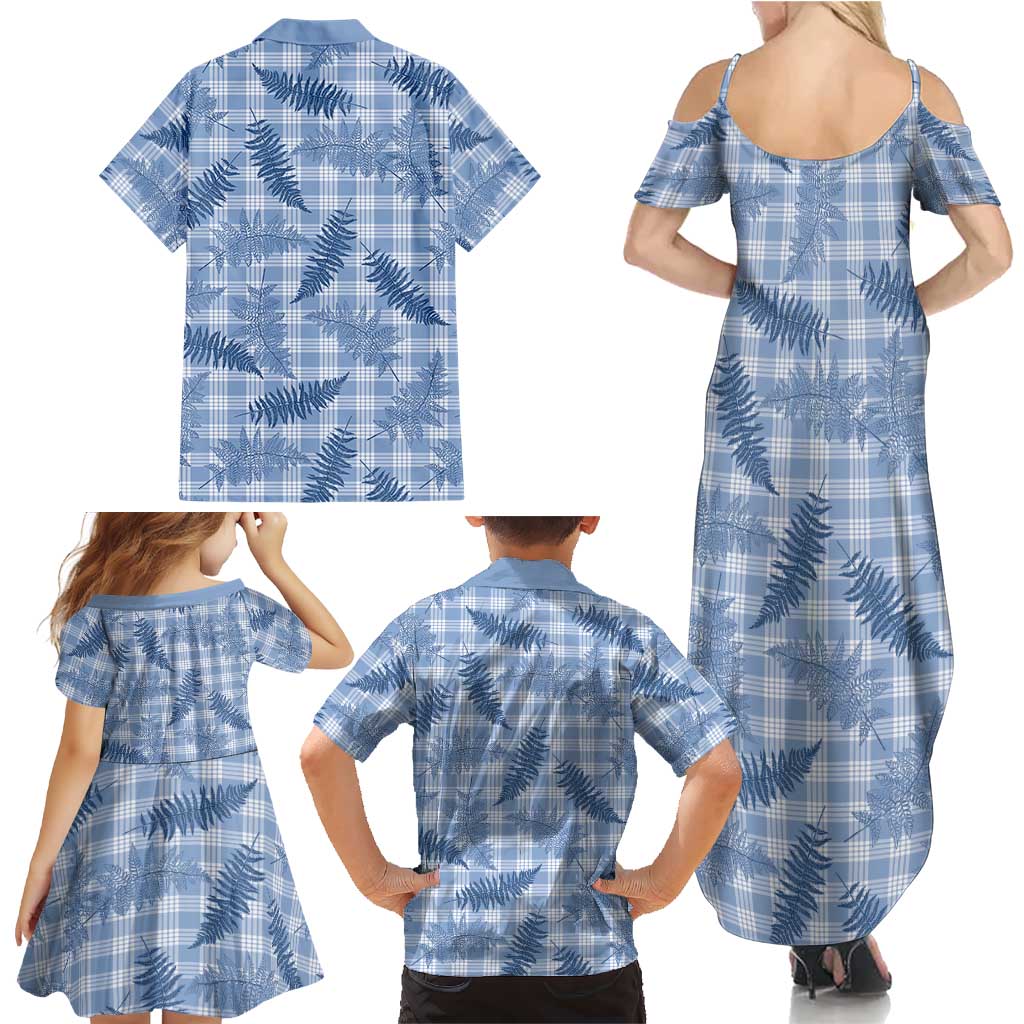 Blue Palaka Hawaii Palapalai Family Matching Summer Maxi Dress and Hawaiian Shirt Hawaiian Fern LT14 - Polynesian Pride