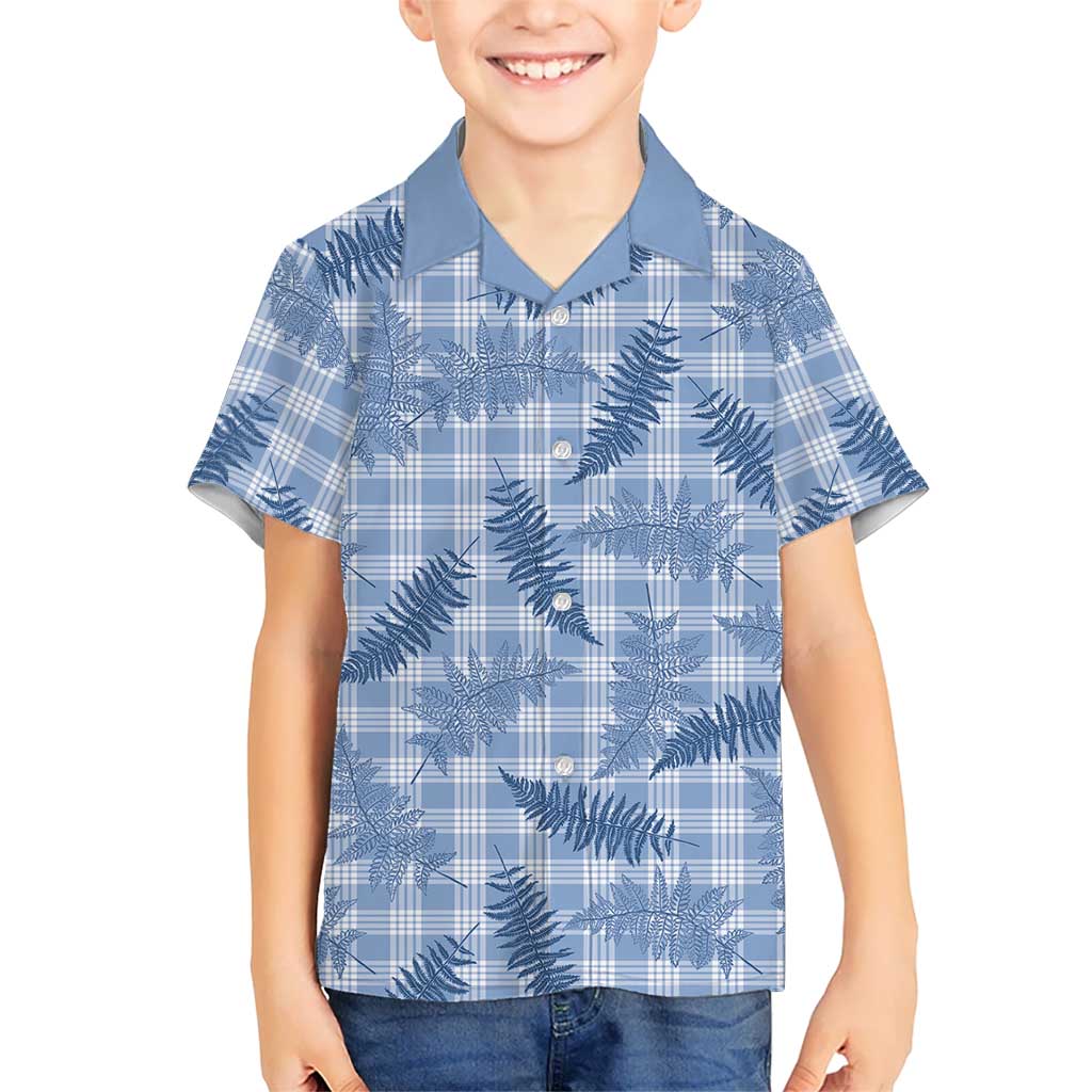 Blue Palaka Hawaii Palapalai Family Matching Summer Maxi Dress and Hawaiian Shirt Hawaiian Fern LT14 Son's Shirt Blue - Polynesian Pride