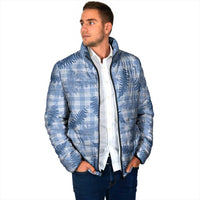 Blue Palaka Hawaii Palapalai Padded Jacket Hawaiian Fern - Polynesian Pride