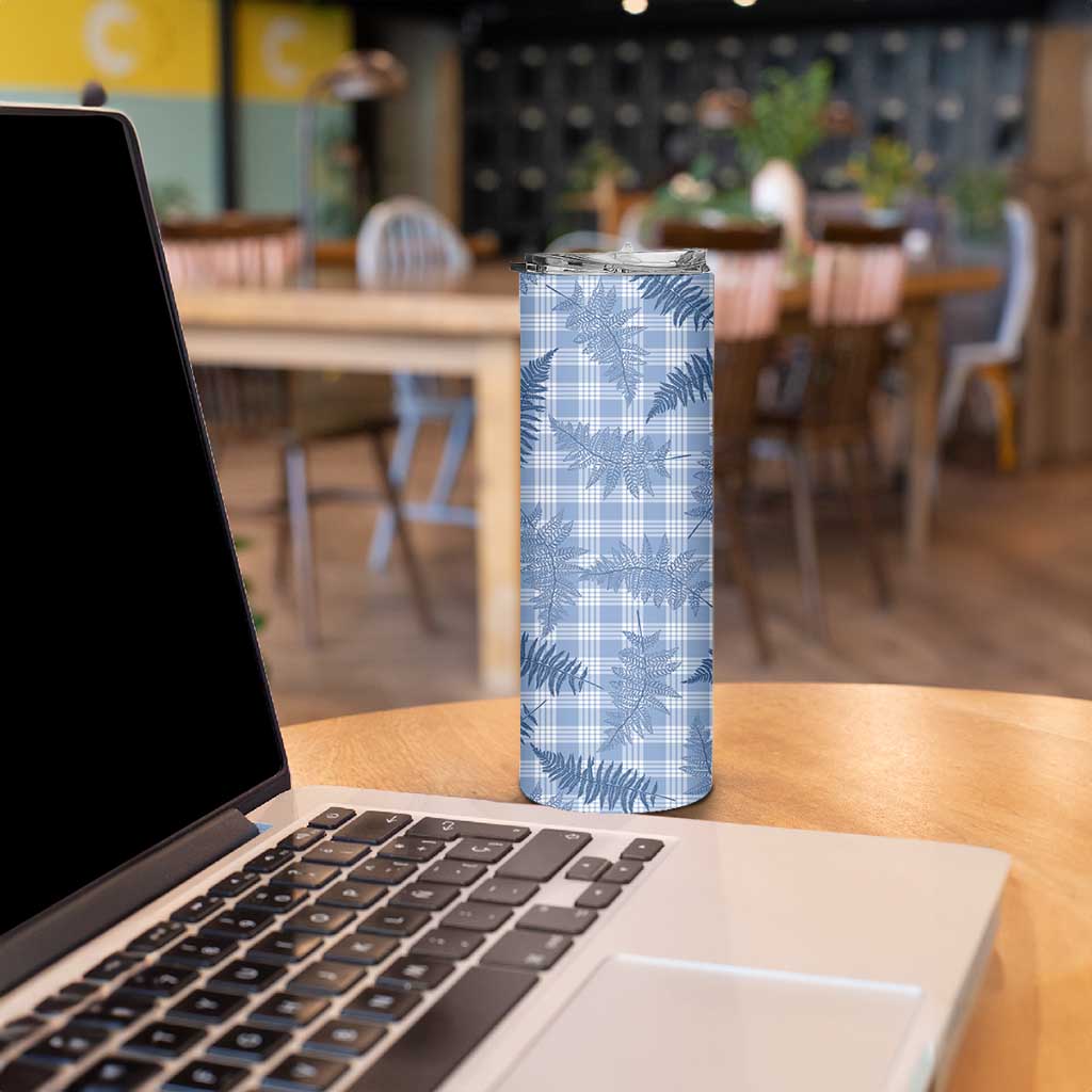 Blue Palaka Hawaii Palapalai Skinny Tumbler Hawaiian Fern - Polynesian Pride