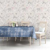 Blue Palaka Hawaii Palapalai Tablecloth Hawaiian Fern - Polynesian Pride