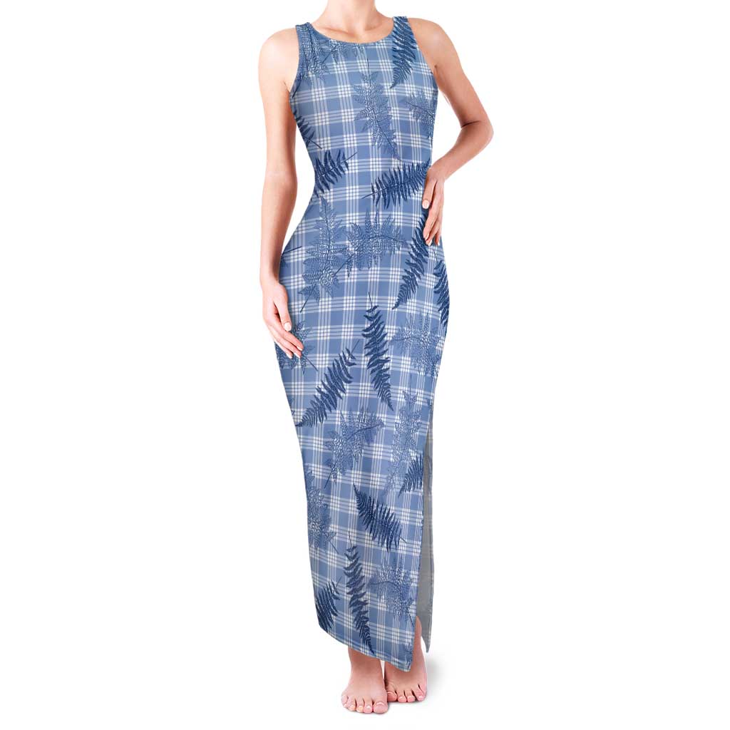 Blue Palaka Hawaii Palapalai Tank Maxi Dress Hawaiian Fern - Polynesian Pride