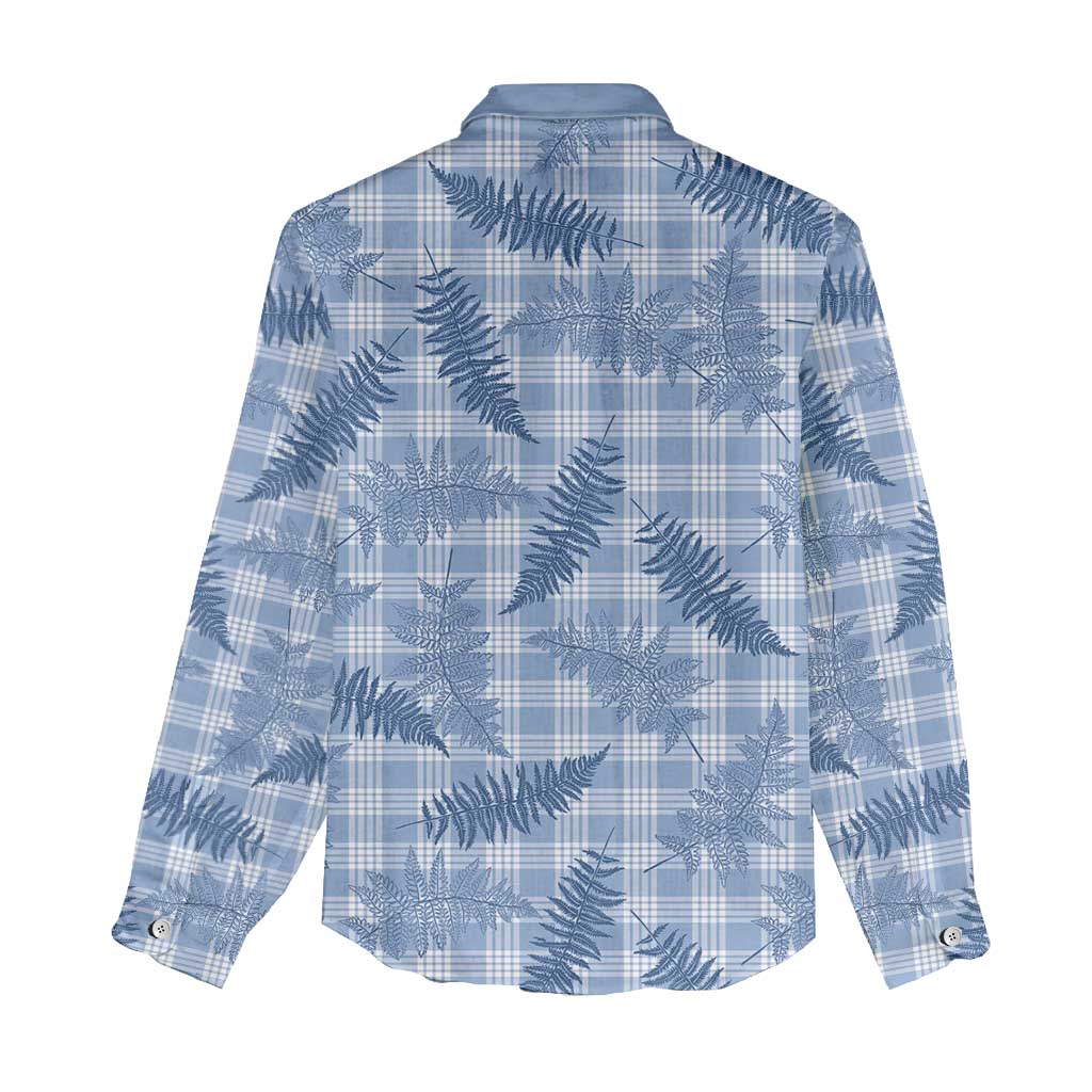 Blue Palaka Hawaii Palapalai Women Casual Shirt Hawaiian Fern LT14 - Polynesian Pride