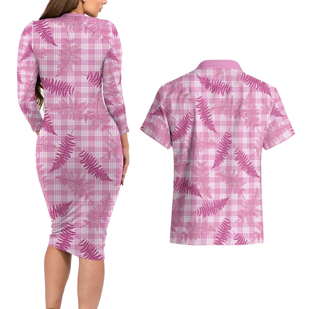 Purple Palaka Hawaii Palapalai Couples Matching Long Sleeve Bodycon Dress and Hawaiian Shirt Hawaiian Fern LT14 - Polynesian Pride