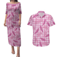 Purple Palaka Hawaii Palapalai Couples Matching Puletasi and Hawaiian Shirt Hawaiian Fern - Polynesian Pride
