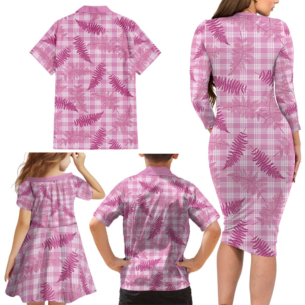 Purple Palaka Hawaii Palapalai Family Matching Long Sleeve Bodycon Dress and Hawaiian Shirt Hawaiian Fern LT14 - Polynesian Pride