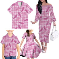 Purple Palaka Hawaii Palapalai Family Matching Off The Shoulder Long Sleeve Dress and Hawaiian Shirt Hawaiian Fern LT14 - Polynesian Pride