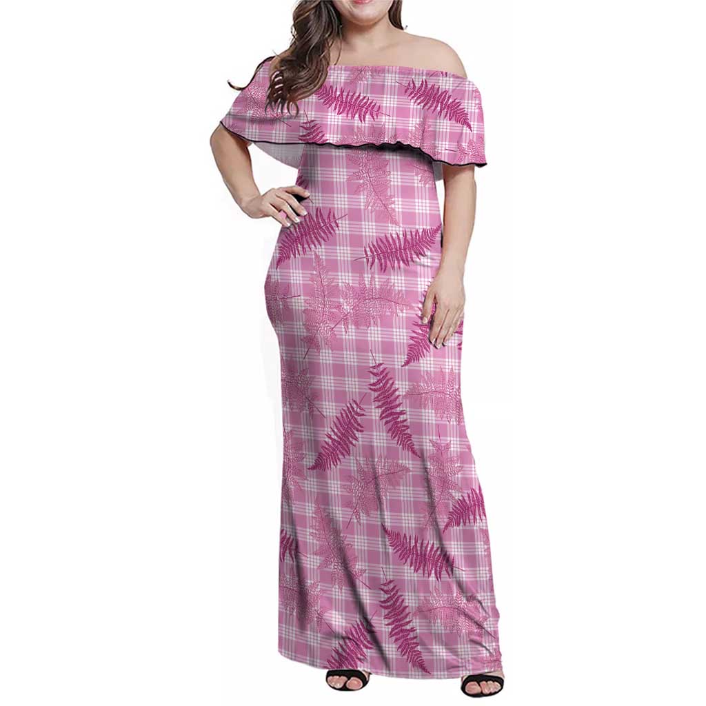Purple Palaka Hawaii Palapalai Family Matching Off Shoulder Maxi Dress and Hawaiian Shirt Hawaiian Fern LT14 Mom's Dress Purple - Polynesian Pride