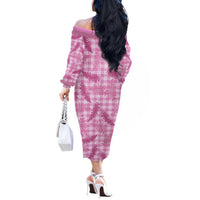 Purple Palaka Hawaii Palapalai Off The Shoulder Long Sleeve Dress Hawaiian Fern - Polynesian Pride