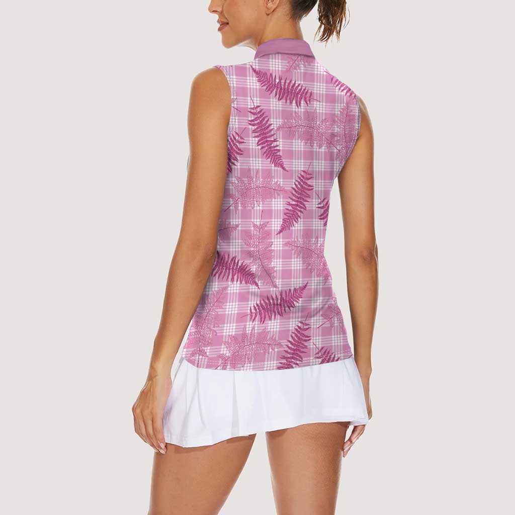 Purple Palaka Hawaii Palapalai Women Sleeveless Polo Shirt Hawaiian Fern - Polynesian Pride