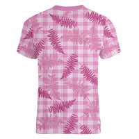 Purple Palaka Hawaii Palapalai Women V-Neck T-Shirt Hawaiian Fern - Polynesian Pride