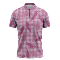 Purple Palaka Hawaii Palapalai Zipper Polo Shirt Hawaiian Fern - Polynesian Pride