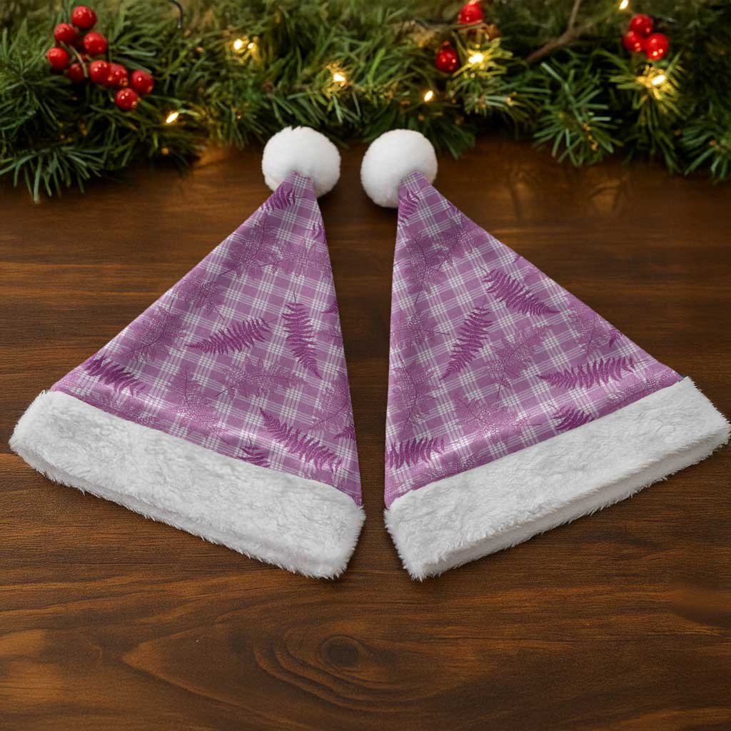 Pink Palaka Hawaii Palapalai Christmas Santa Hat Hawaiian Fern - Polynesian Pride
