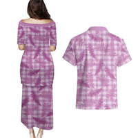 Pink Palaka Hawaii Palapalai Couples Matching Puletasi and Hawaiian Shirt Hawaiian Fern - Polynesian Pride