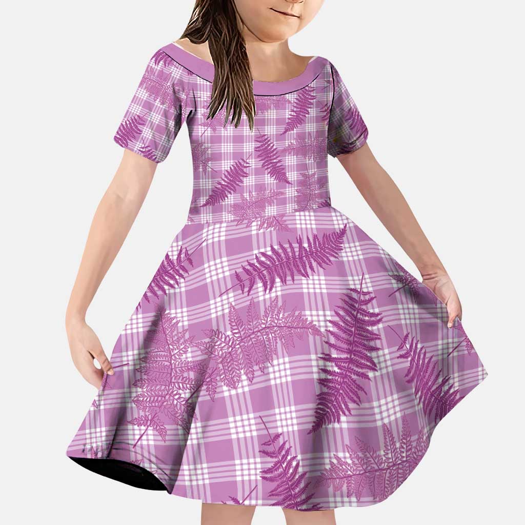 Pink Palaka Hawaii Palapalai Family Matching Mermaid Dress and Hawaiian Shirt Hawaiian Fern LT14 Daughter's Dress Pink - Polynesian Pride
