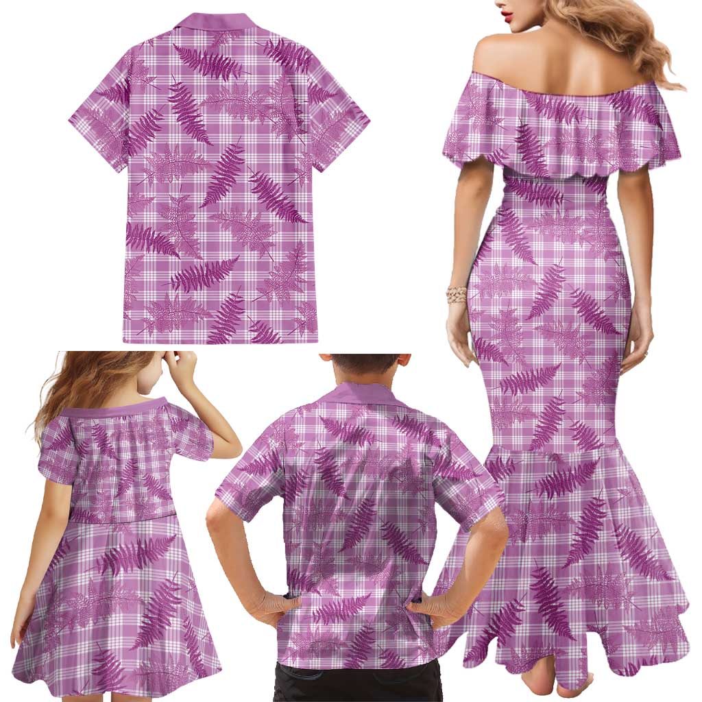 Pink Palaka Hawaii Palapalai Family Matching Mermaid Dress and Hawaiian Shirt Hawaiian Fern LT14 - Polynesian Pride