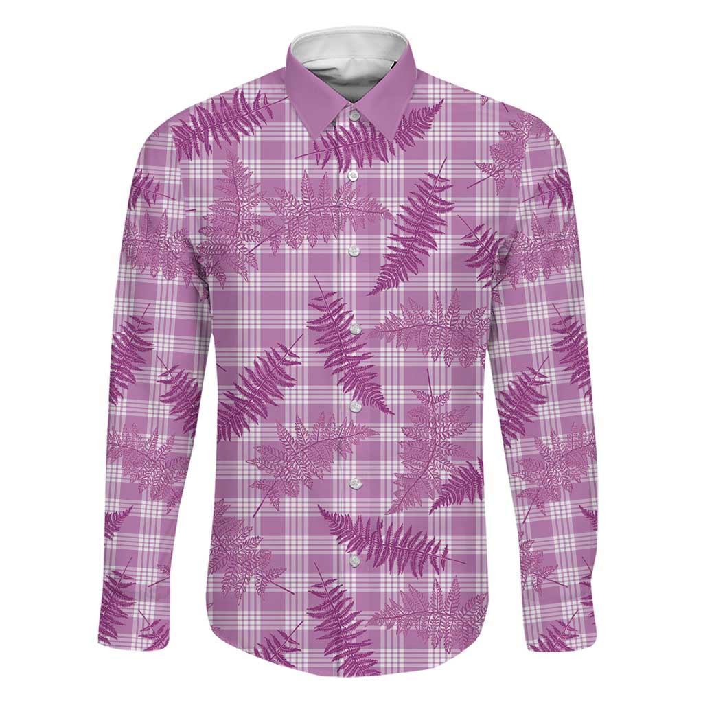 Pink Palaka Hawaii Palapalai Family Matching Mermaid Dress and Hawaiian Shirt Hawaiian Fern LT14 Dad's Shirt - Long Sleeve Pink - Polynesian Pride