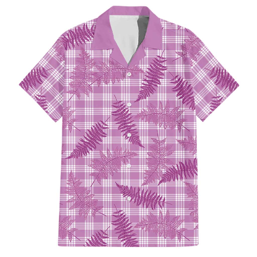 Pink Palaka Hawaii Palapalai Family Matching Off The Shoulder Long Sleeve Dress and Hawaiian Shirt Hawaiian Fern LT14 Dad's Shirt - Short Sleeve Pink - Polynesian Pride