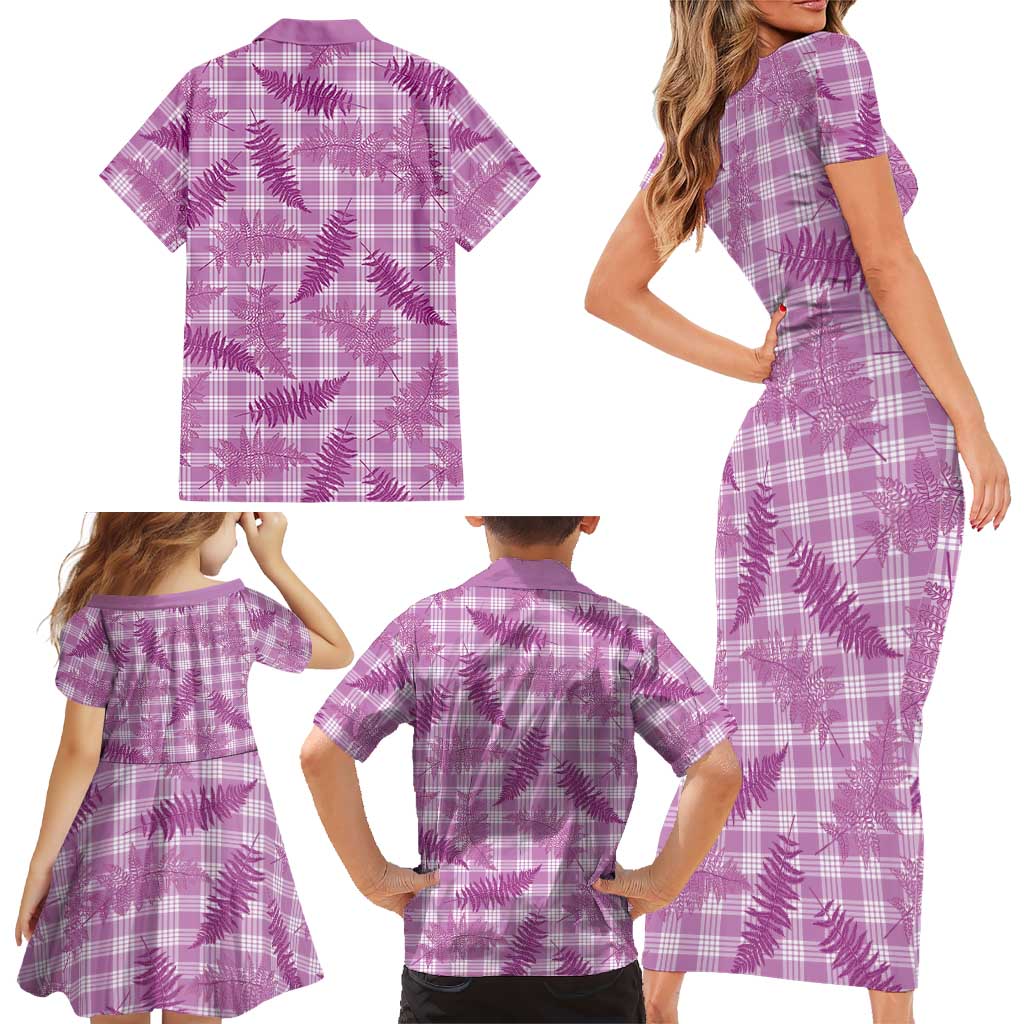 Pink Palaka Hawaii Palapalai Family Matching Short Sleeve Bodycon Dress and Hawaiian Shirt Hawaiian Fern LT14 - Polynesian Pride