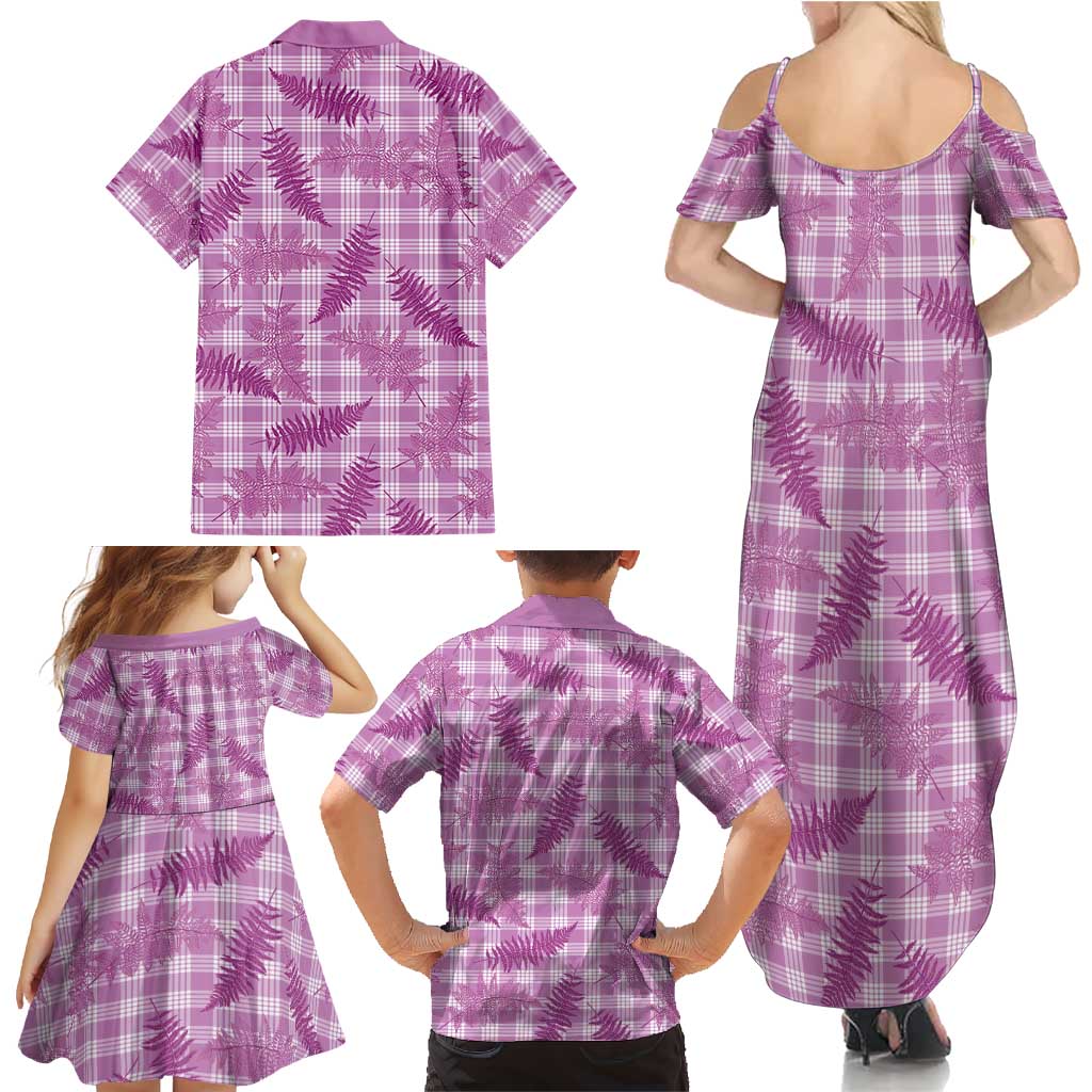 Pink Palaka Hawaii Palapalai Family Matching Summer Maxi Dress and Hawaiian Shirt Hawaiian Fern LT14 - Polynesian Pride