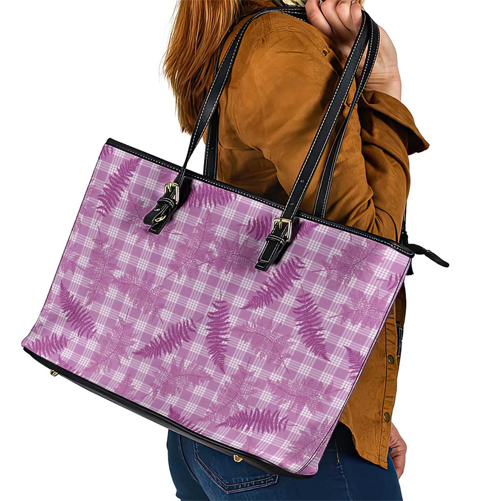 Pink Palaka Hawaii Palapalai Leather Tote Bag Hawaiian Fern - Polynesian Pride