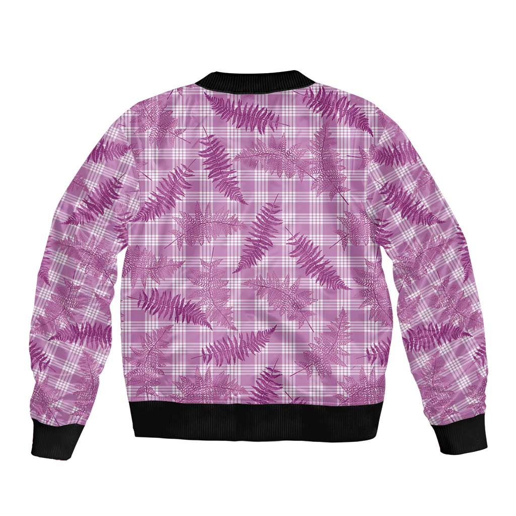 Pink Palaka Hawaii Palapalai Sleeve Zip Bomber Jacket Hawaiian Fern - Polynesian Pride