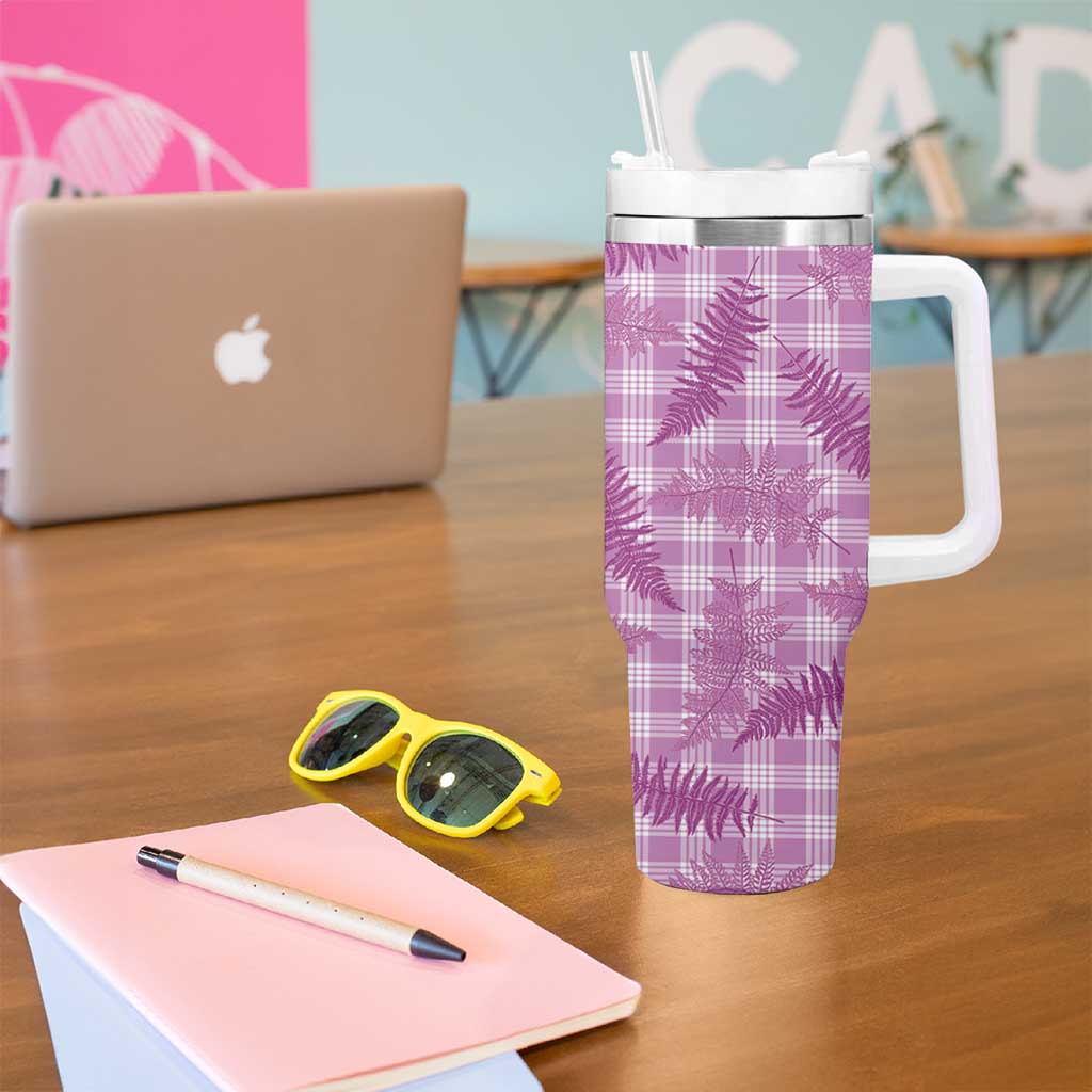 Pink Palaka Hawaii Palapalai Tumbler With Handle Hawaiian Fern - Polynesian Pride