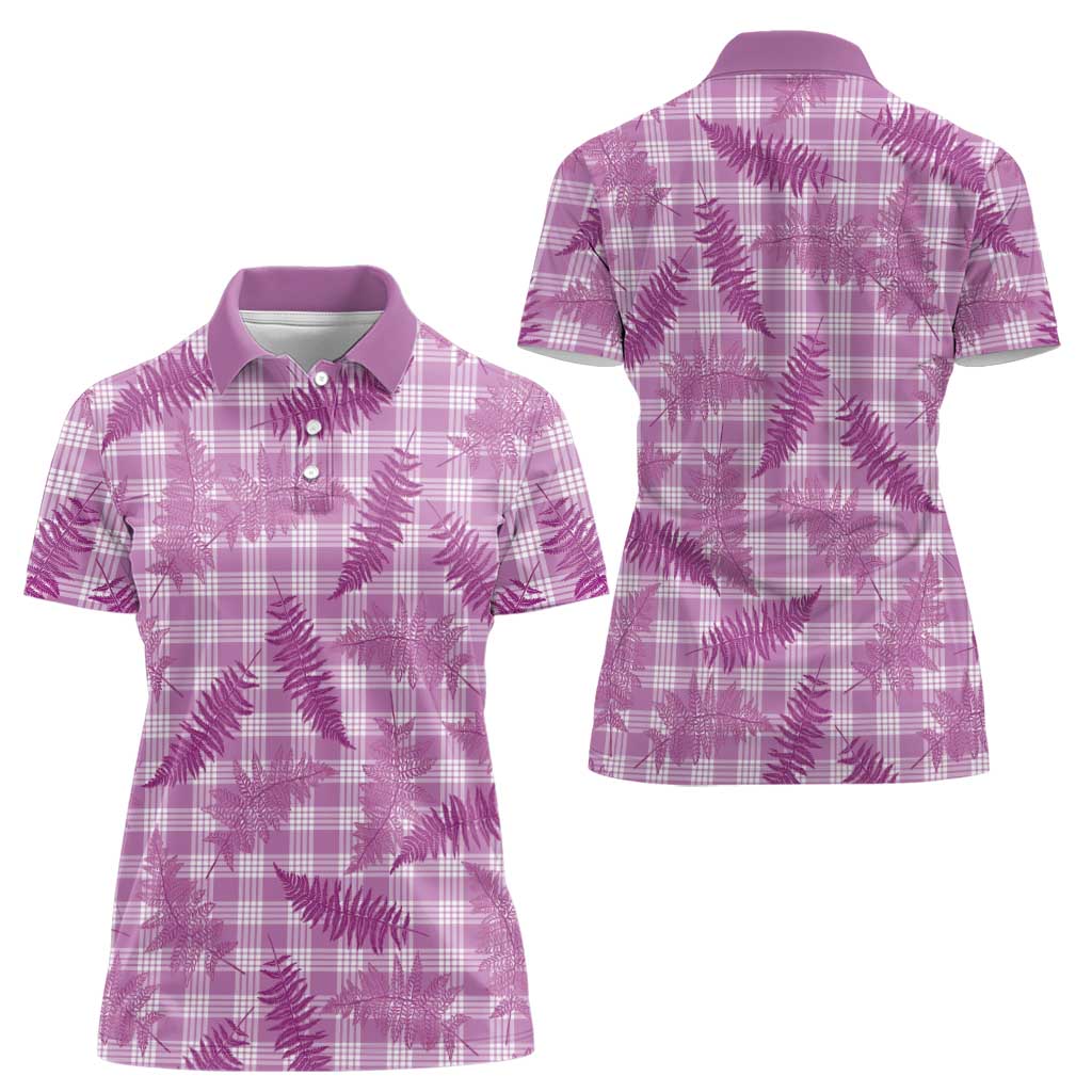 Pink Palaka Hawaii Palapalai Women Polo Shirt Hawaiian Fern - Polynesian Pride