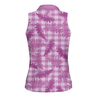 Pink Palaka Hawaii Palapalai Women Sleeveless Polo Shirt Hawaiian Fern LT14 - Polynesian Pride