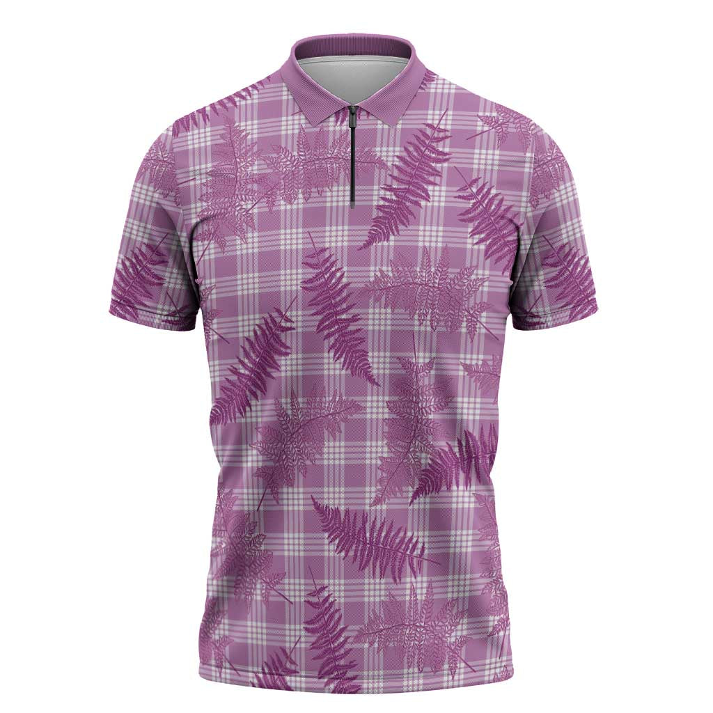 Pink Palaka Hawaii Palapalai Zipper Polo Shirt Hawaiian Fern - Polynesian Pride